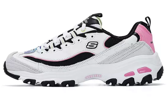 Кроссовки женские Chunky с низким верхом, белые/черные/розовые Skechers