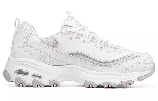 Кроссовки женские Chunky с низким верхом, белые/розовые/серые Skechers