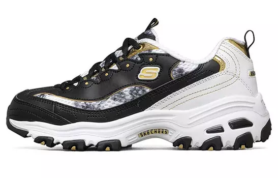 Кроссовки женские Chunky с низким верхом, черные/золотые Skechers