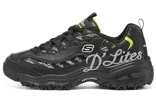 Кроссовки женские D"Lites 1.0 Chunky с низким верхом, белые/черные/зеленые Skechers