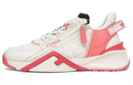 Кроссовки женские Fendi Flow FF Motif Low, бело-розовый