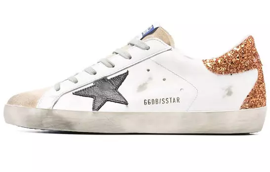 Кроссовки женские Golden Goose Super-Star с низким верхом, белый / оранжевый