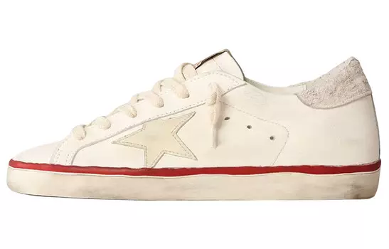 Кроссовки женские Golden Goose Super-Star с красной звездой, белый