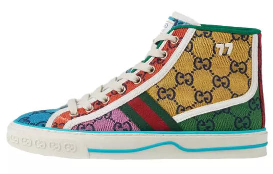 Кроссовки женские Gucci, красный / желтый / зеленый