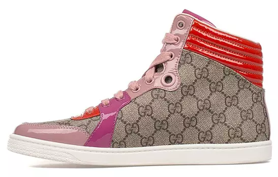 Кроссовки женские Gucci высокие, оранжевый / розовый