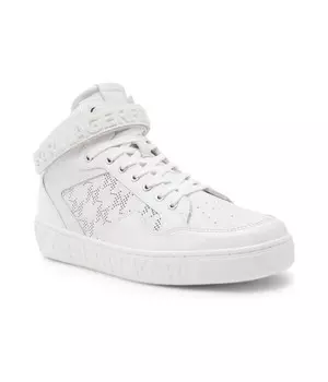 Кроссовки женские Karl Lagerfeld высокие с перфорацией и надписью, белый