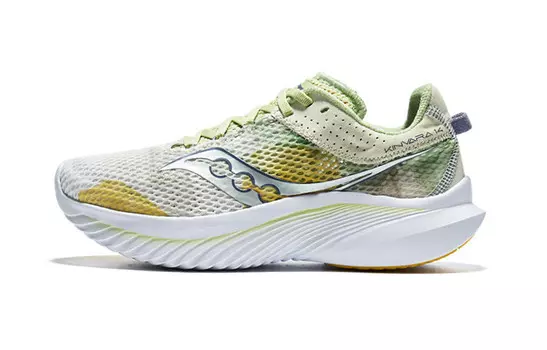 Кроссовки женские Kinvara 14 с низким верхом, белые/светло-зеленые Saucony