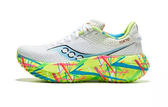 Кроссовки женские Kinvara Pro Running с низким верхом, белые и желтые Saucony