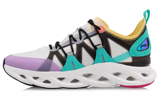 Кроссовки женские Li Ning Arc с низким верхом, белые/фиолетовые/зеленые Lining