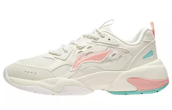 Кроссовки женские Lifestyle Low-top Белый/розовый/зеленый Lining