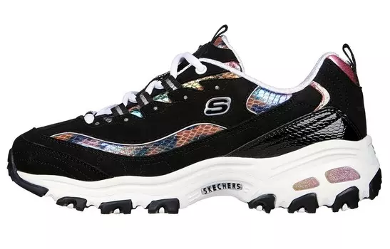 Кроссовки женские Lifestyle Low-top черные/синие/оранжевые Skechers
