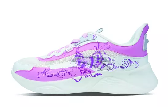 Кроссовки женские Lingyun Running Shoes с низким верхом розового/фиолетового цвета Anta