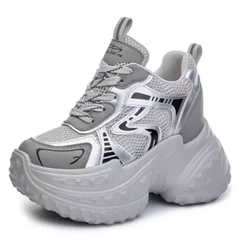 Кроссовки женские массивные высокие Nrdrofficial, серебряный