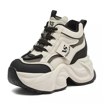 Кроссовки женские массивные высокие Shangjinni, цвет Coffee