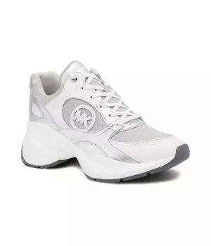 Кроссовки женские Michael Kors Zuma trainer комбинированные на танкетке, серебряный
