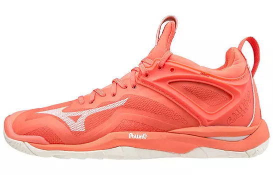 Кроссовки женские низкие оранжевые/белые Mizuno