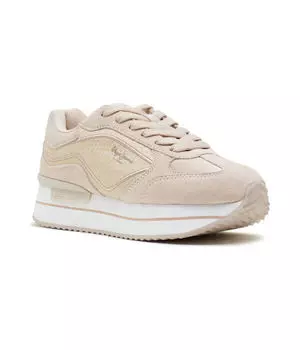 Кроссовки женские Pepe Jeans London кожаные на толстой подошве, розовый