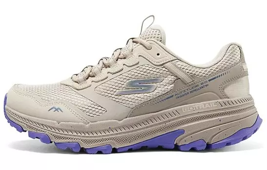 Кроссовки женские с низким верхом бежевые/фиолетовые Skechers