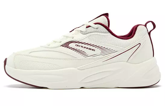 Кроссовки женские с низким верхом цвета слоновой кости/ярко-красный Qiaodan