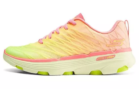 Кроссовки женские с низким верхом розового/лимонного цвета Skechers