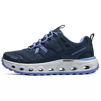 Кроссовки женские с низким верхом синего цвета с черной надписью Skechers
