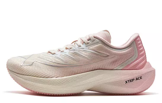 Кроссовки женские с низкой посадкой, цельные, молдинги, цвет слоновой кости/вишневый порошок Xtep