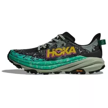 Кроссовки женские SPEEDGOAT 6 с низким верхом, черные/зеленые Hoka One One