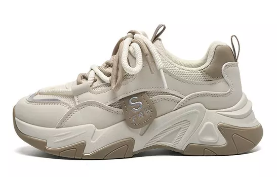 Кроссовки женские толстые низкие Abcio, цвет Beige/Black/Green