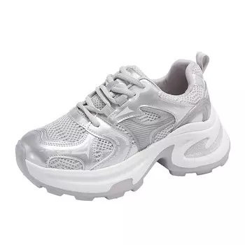 Кроссовки женские толстые низкие Abcylm, серебряный