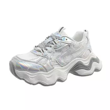 Кроссовки женские толстые низкие Abcylm, серебряный