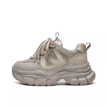 Кроссовки женские толстые низкие Acesc, бежевый/черный