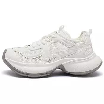 Кроссовки женские толстые низкие Agsdon, бежевый/серебряный