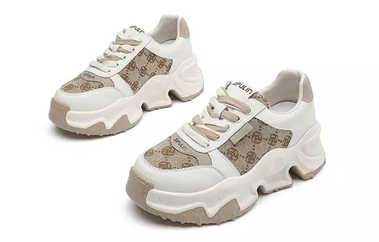 Кроссовки женские толстые низкие Aifulin, бежевый