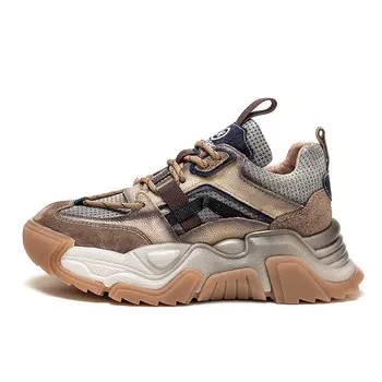 Кроссовки женские толстые низкие Aimeiqi, коричневый