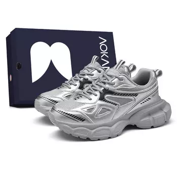 Кроссовки женские толстые низкие Aokang, серебряный