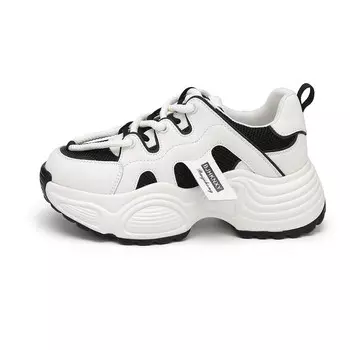 Кроссовки женские толстые низкие Baijihong, бежевый/черный