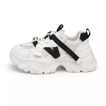 Кроссовки женские толстые низкие Baijihong, бежевый/черный