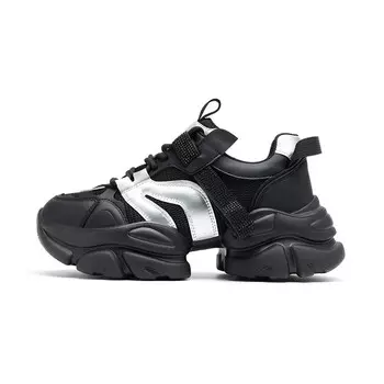 Кроссовки женские толстые низкие Basic House, цвет Black/Silver