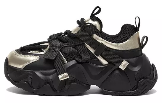 Кроссовки женские толстые низкие Basto, цвет Black/Gold