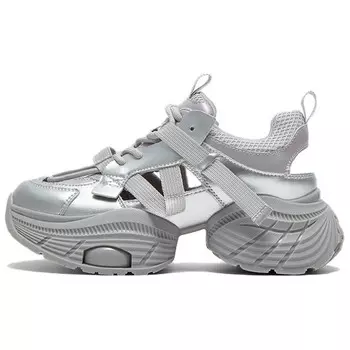 Кроссовки женские толстые низкие Basto, серебряный