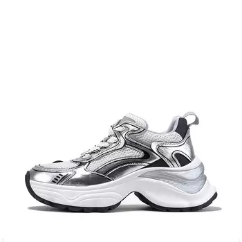 Кроссовки женские толстые низкие Bellalily, серебряный