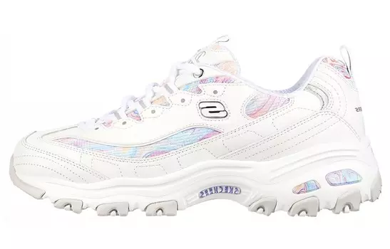 Кроссовки женские толстые низкие белые/цветные Skechers