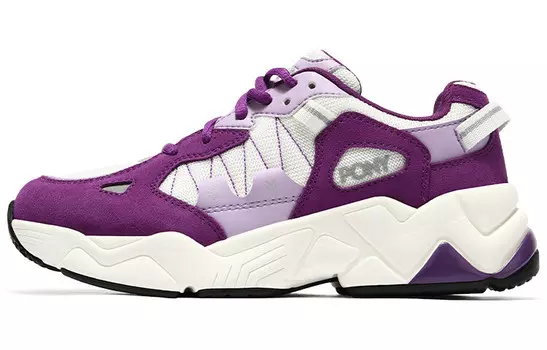 Кроссовки женские толстые низкие белые/фиолетовые Pony