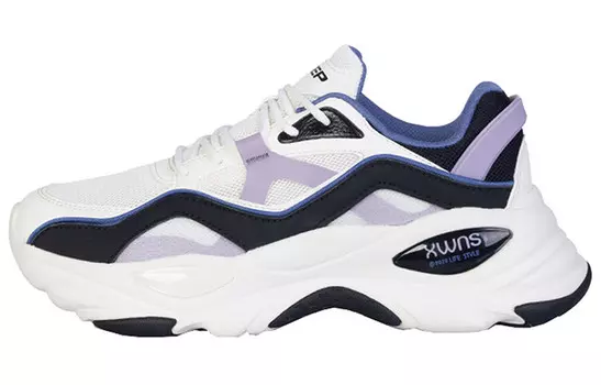 Кроссовки женские толстые низкие белые/фиолетовые Xtep