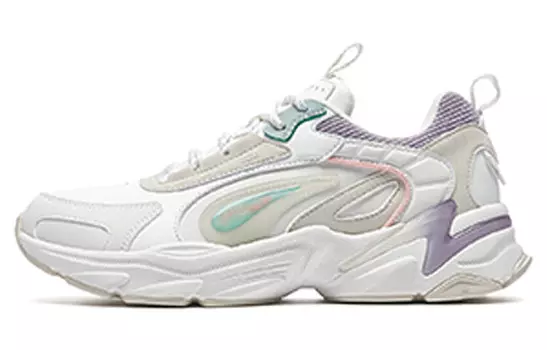 Кроссовки женские толстые низкие белые/фиолетовые Xtep