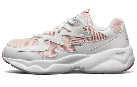 Кроссовки женские толстые низкие белые/коралловые Skechers