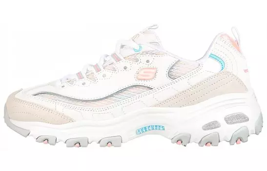 Кроссовки женские толстые низкие белые пудрово-голубые серые Skechers