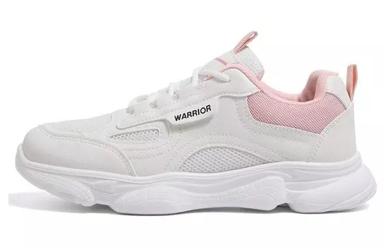 Кроссовки женские толстые низкие белые/пудровые Warrior