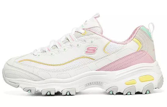 Кроссовки женские толстые низкие белые/разноцветные Skechers
