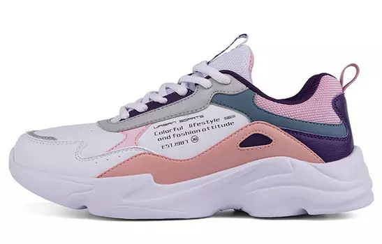 Кроссовки женские толстые низкие белые/розовые/фиолетовые Xtep